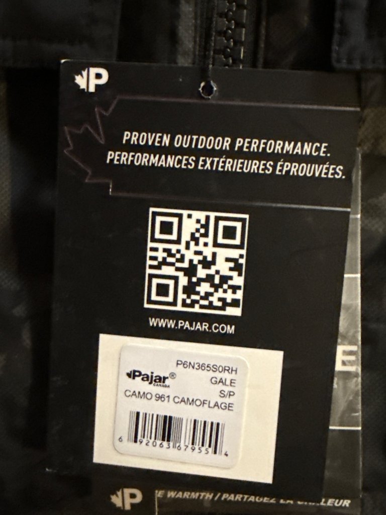 Men's Pajar Canada Packable Camouflage Rain Jacket - New With Tags, Size S/P — image 7 of 7